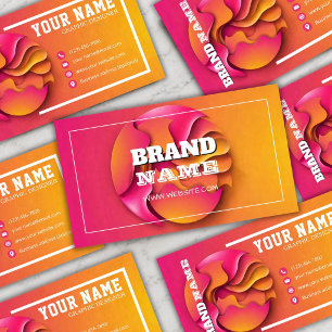 Modern Pink and Orange 3D Gradient Business Card
