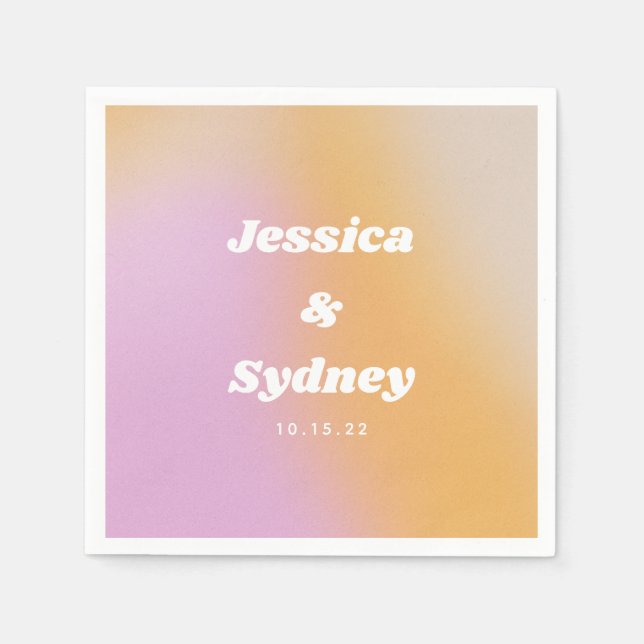 Modern Pink and Orange Abstract Art Wedding  Napki Napkins (Front)