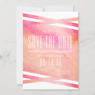Modern Pink and Orange Watercolor Save the Date