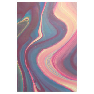 Modern Pink and Purple Abstract Fluid Wood Art