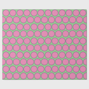 Modern Pink and Purple Circles Pattern Sage Green Wrapping Paper