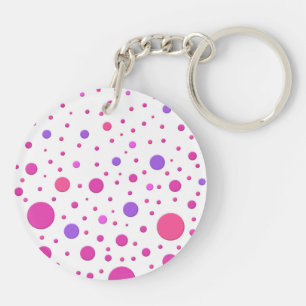 Modern Pink and Purple Random Circles Keychain