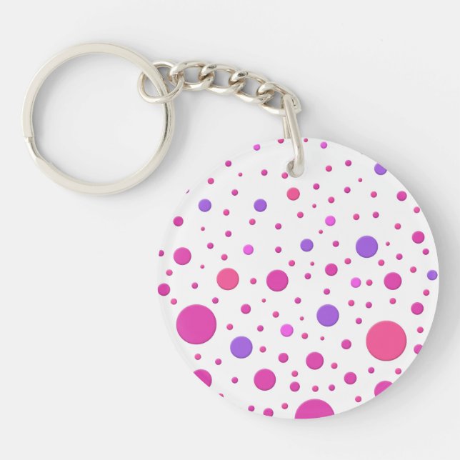 Modern Pink and Purple Random Circles Keychain (Front)