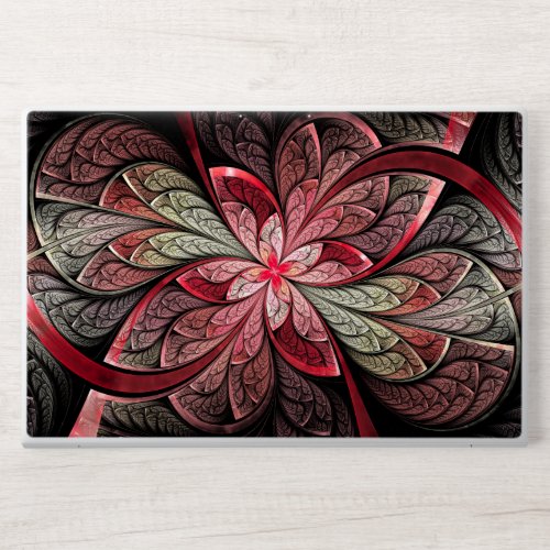 Modern Pink and Red Abstract Floral Stained Glass HP Laptop Skin