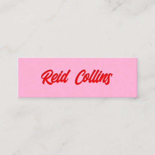  Modern Pink and Red Bold Script Mini Business Card