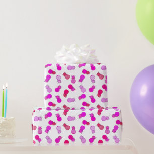 Modern pink and red pineapples wrapping paper
