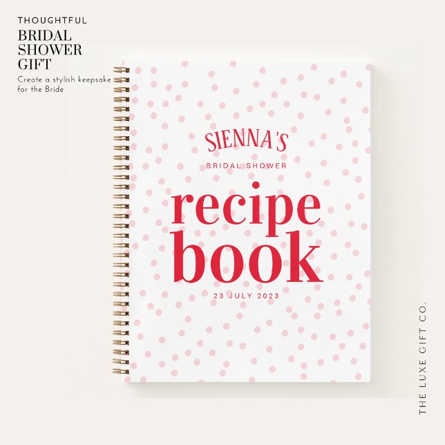 Modern Pink and Red Spot Bridal Shower Recipe Book (Creator Uploaded)