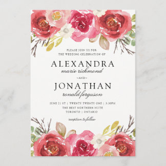 Modern Pink and Red Wedding Invitations