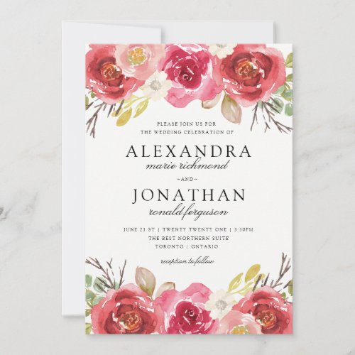 Modern Pink and Red Wedding Invitations