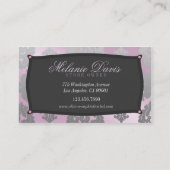 Modern Pink And Silver Damask Business Card 