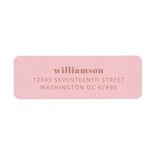Modern Pink and Taupe Last Name Return Address  Label