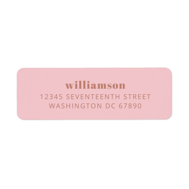 Modern Pink and Taupe Last Name Return Address  Label (Front)