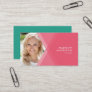 Modern Pink and Teal Layered Geometric Photo Business Card