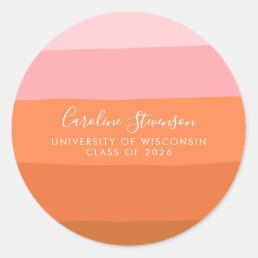 Modern Pink and Terracotta Art Custom Graduation  Classic Round Sticker