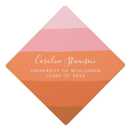 Modern Pink and Terracotta Art Custom Graduation Graduation Cap Topper