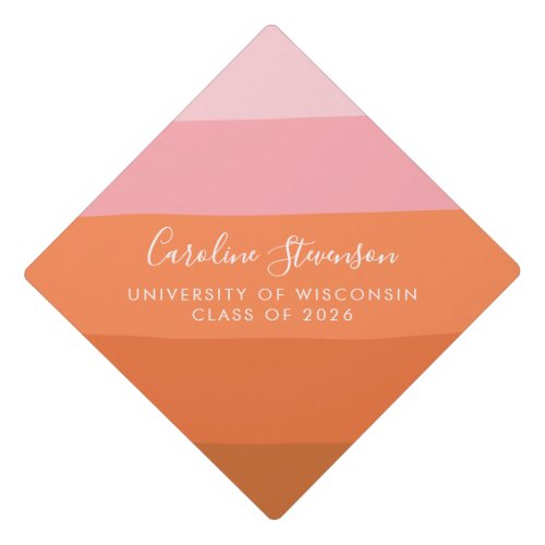 Modern Pink and Terracotta Art Custom Graduation Graduation Cap Topper