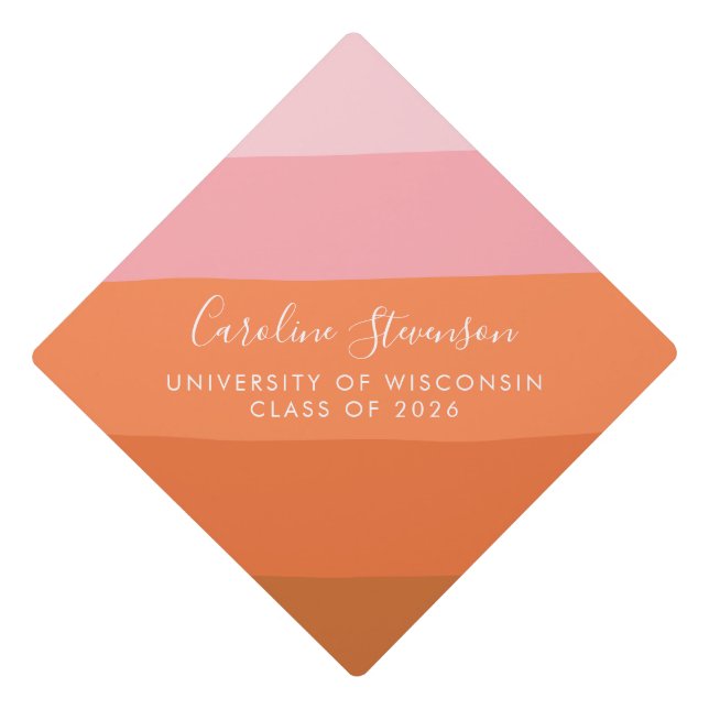 Modern Pink and Terracotta Art Custom Graduation Graduation Cap Topper (Front)