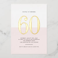 Modern Pink and White 60th Birthday Gold Foil