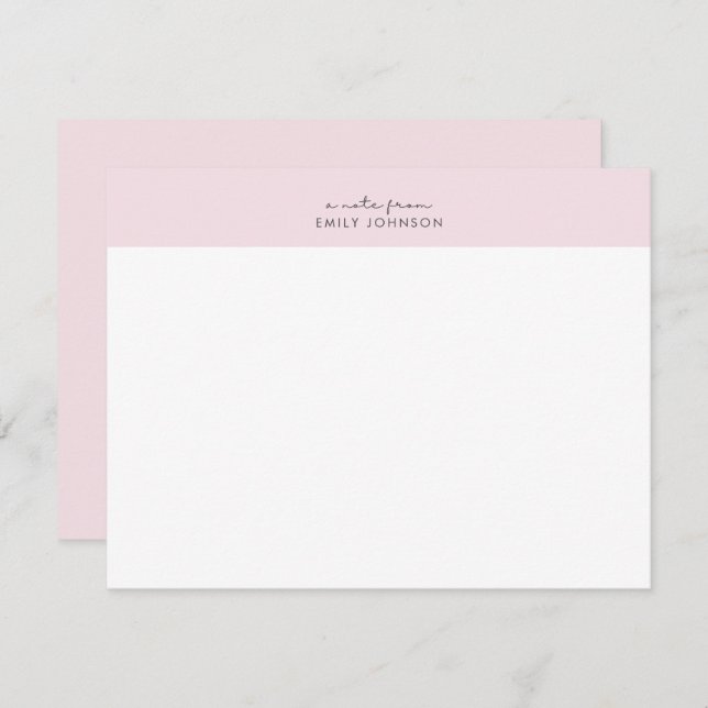 Modern pink and white a note from flat card (Front/Back)