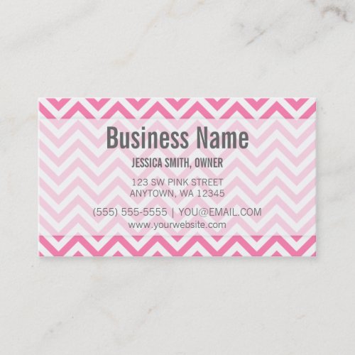 Modern Pink and White Chevron Pattern Business Card Template