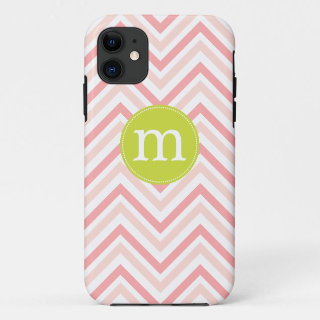 Modern Pink and White Chevron Personalized Case-Mate iPhone Case (Back)