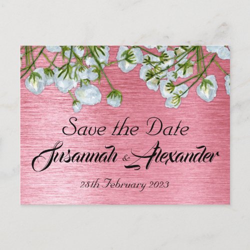 Modern Pink and White Floral Wedding Save the Date