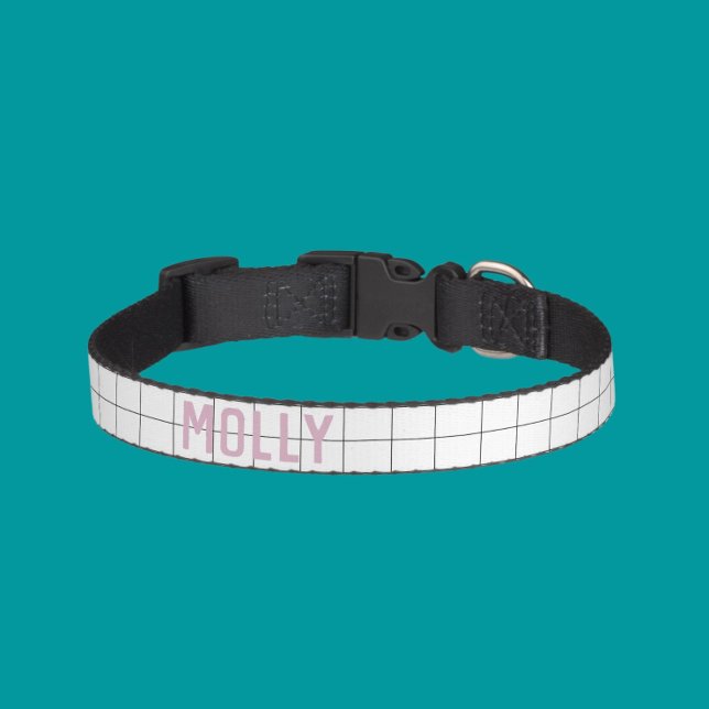 Modern Pink and White Geometric Simple  Pet Collar (Creator Uploaded)