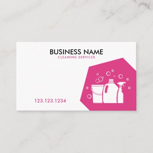 Modern Pink and White Maid House Cleaning Business Card