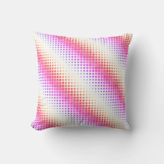 Modern Pink and White Pixel Stripe Pillow