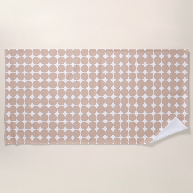 Modern pink and white polka dot beach towel (Front)