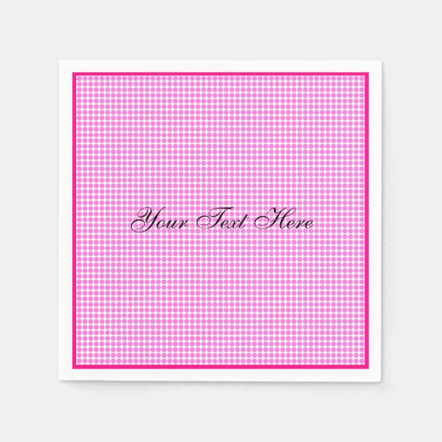 Modern Pink and White Polka Dot Customized Napkins (Front)