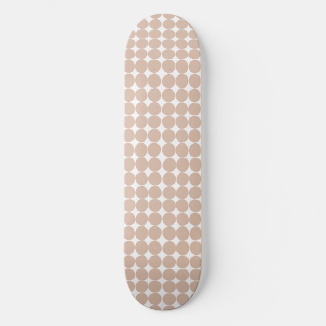Modern pink and white polka dot  skateboard (Front)