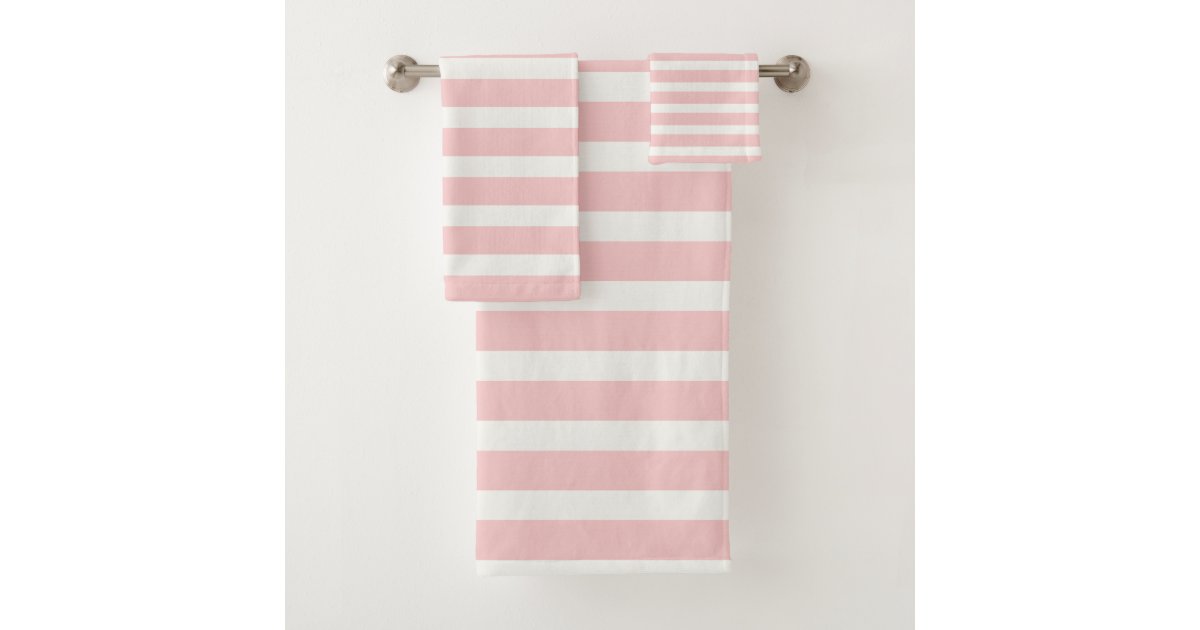 Modern Pink And White Striped Bath Towel Set Zazzle