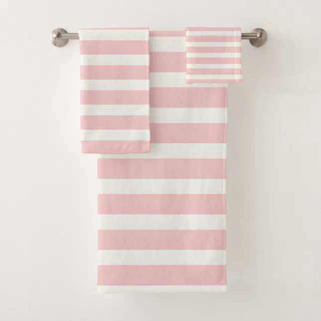 Modern Pink And White Striped Bath Towel Set | Zazzle