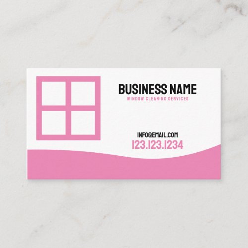 Modern Pink and White Window Cleaning Business Card