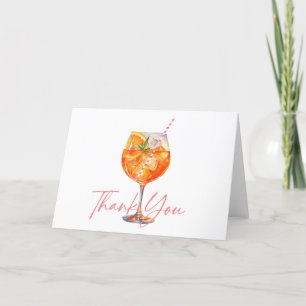 Modern Pink Aperol Spritz Bridal Shower Letterpress Thank You Card
