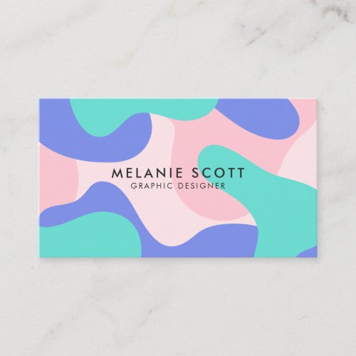Modern pink aqua blue abstract pattern minimalist business card