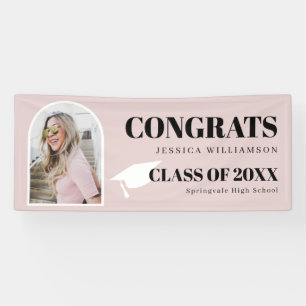 Modern Pink Arch Photo Congrats Graduation Banner