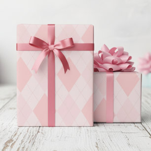 Modern Pink Argyle Diamond Pattern Wrapping Paper