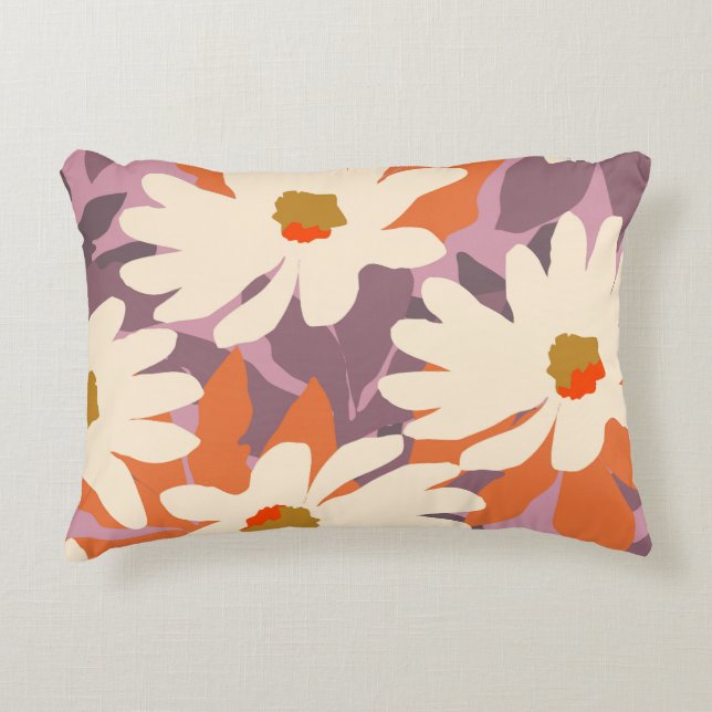 Modern Pink Artistic Daisies Nature Home Decor     Accent Pillow (Front)