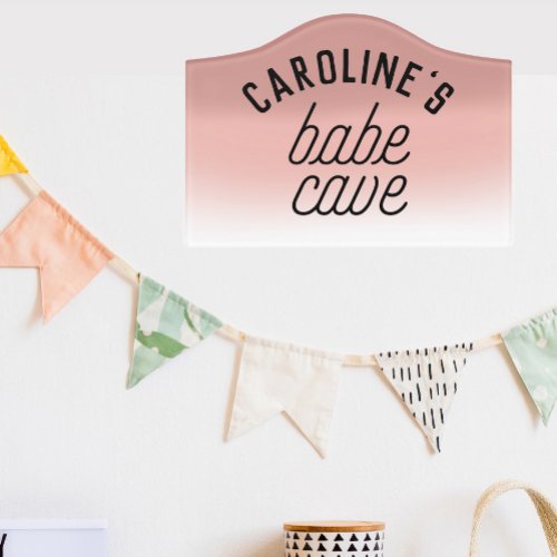 Modern Pink Babe Cave Custom Door Sign