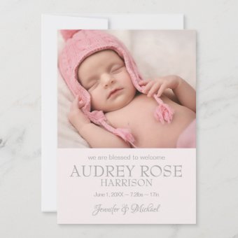 Modern Pink Baby Girl Birth Announcement | Zazzle