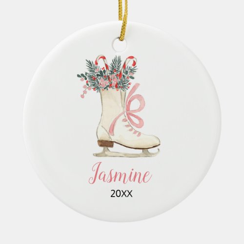 Modern Pink Baby Girl First Christmas Ornament
