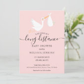 Modern Pink Baby Girl Long Distance Shower By Mail Invitation (Standing Front)