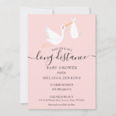 Modern Pink Baby Girl Long Distance Shower By Mail Invitation (Front)