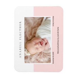 Modern Pink Baby Girl Photo Magnet