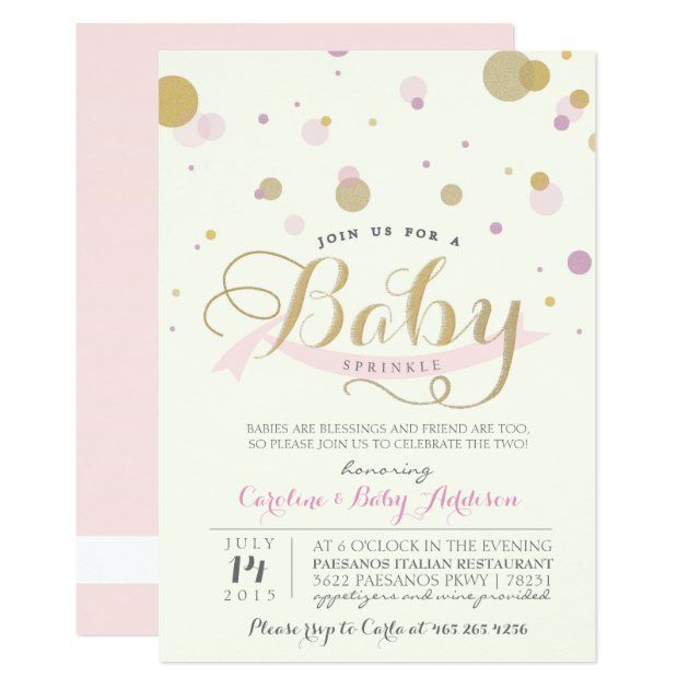 Modern Pink Baby Sprinkle Baby Shower Invitation