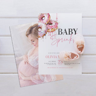 Modern Pink Baby Sprinkle Photo Girl Baby Shower Invitation