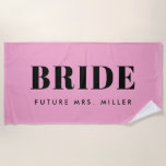 Modern Pink Bachelorette Future Mrs Bride Beach Towel<br><div class="desc">Boho Personalized Bachelorette Bride Newlywed Honeymoon Beach towel</div>