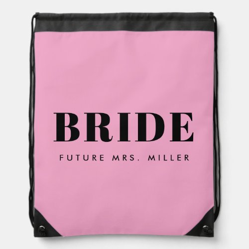 Modern Pink Bachelorette Future Mrs Bride Drawstring Bag